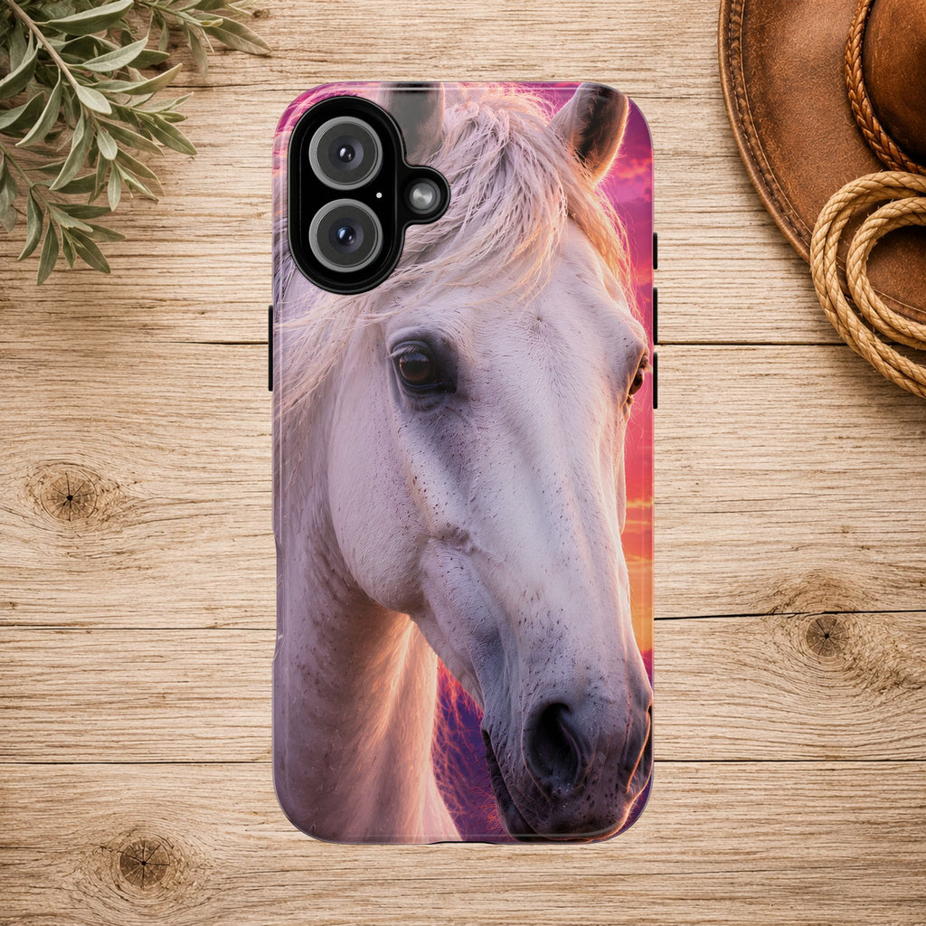 White Horse Sunset Phone Case