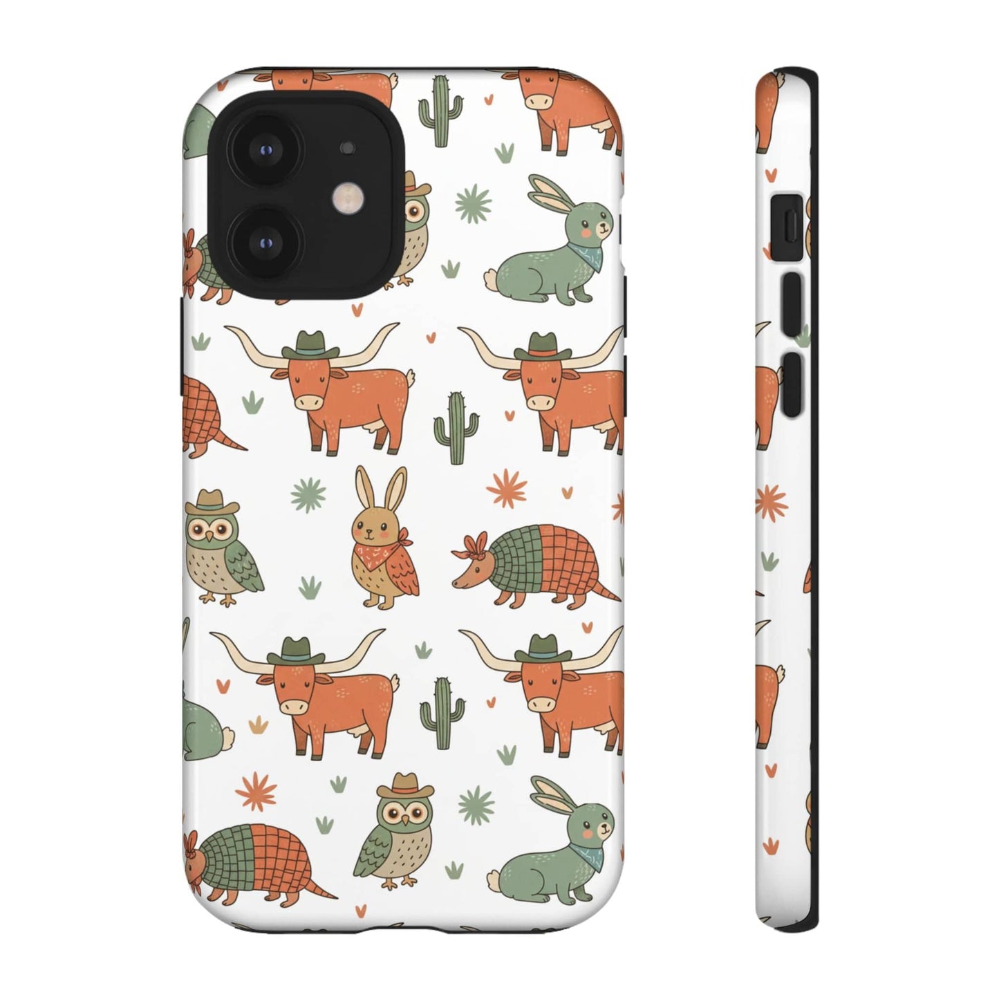Cute Armadillo, Longhorn, Owl & Bunny Pattern-Phone Case