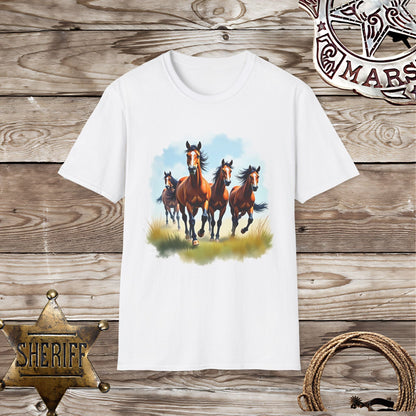 Softstyle  Unisex T-Shirt: Galloping Horses