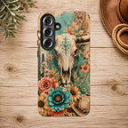 Turquoise Floral Longhorn Western Phone Case