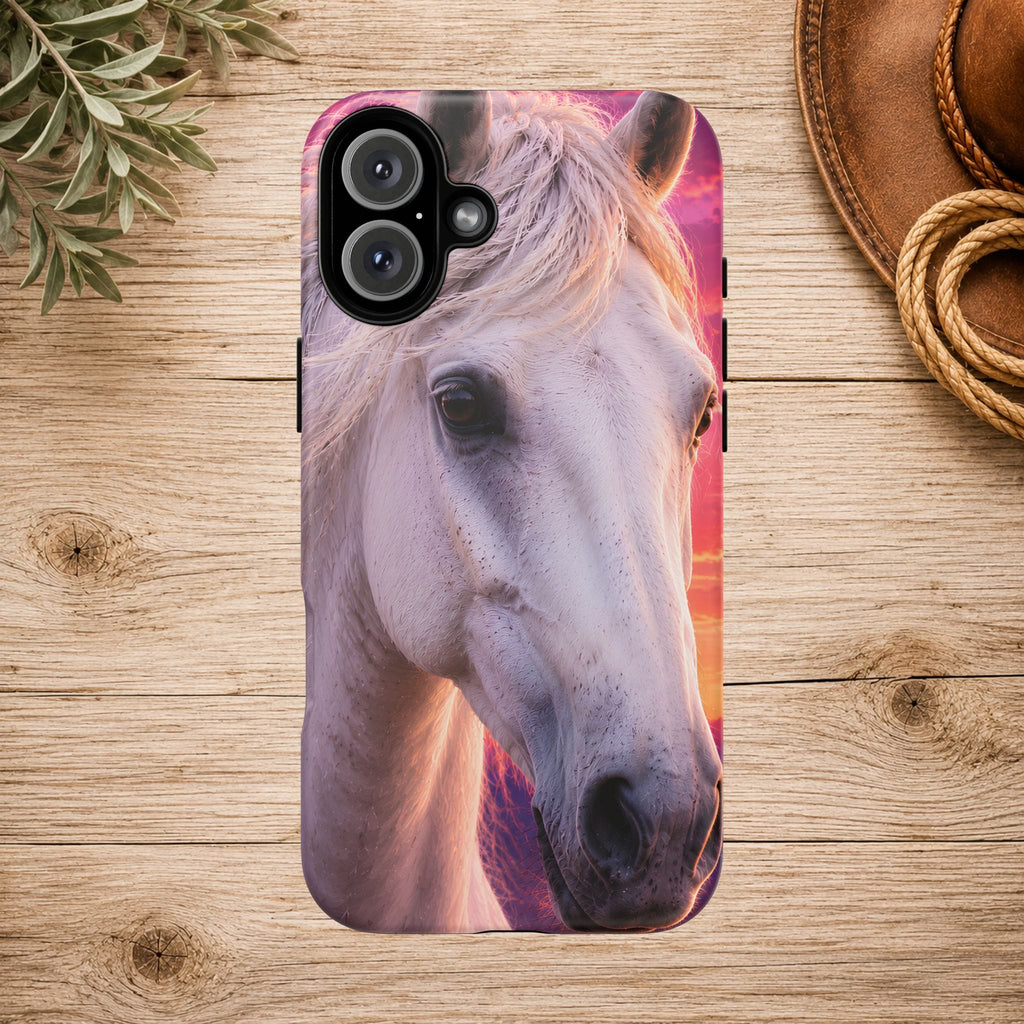 White Horse Sunset Phone Case