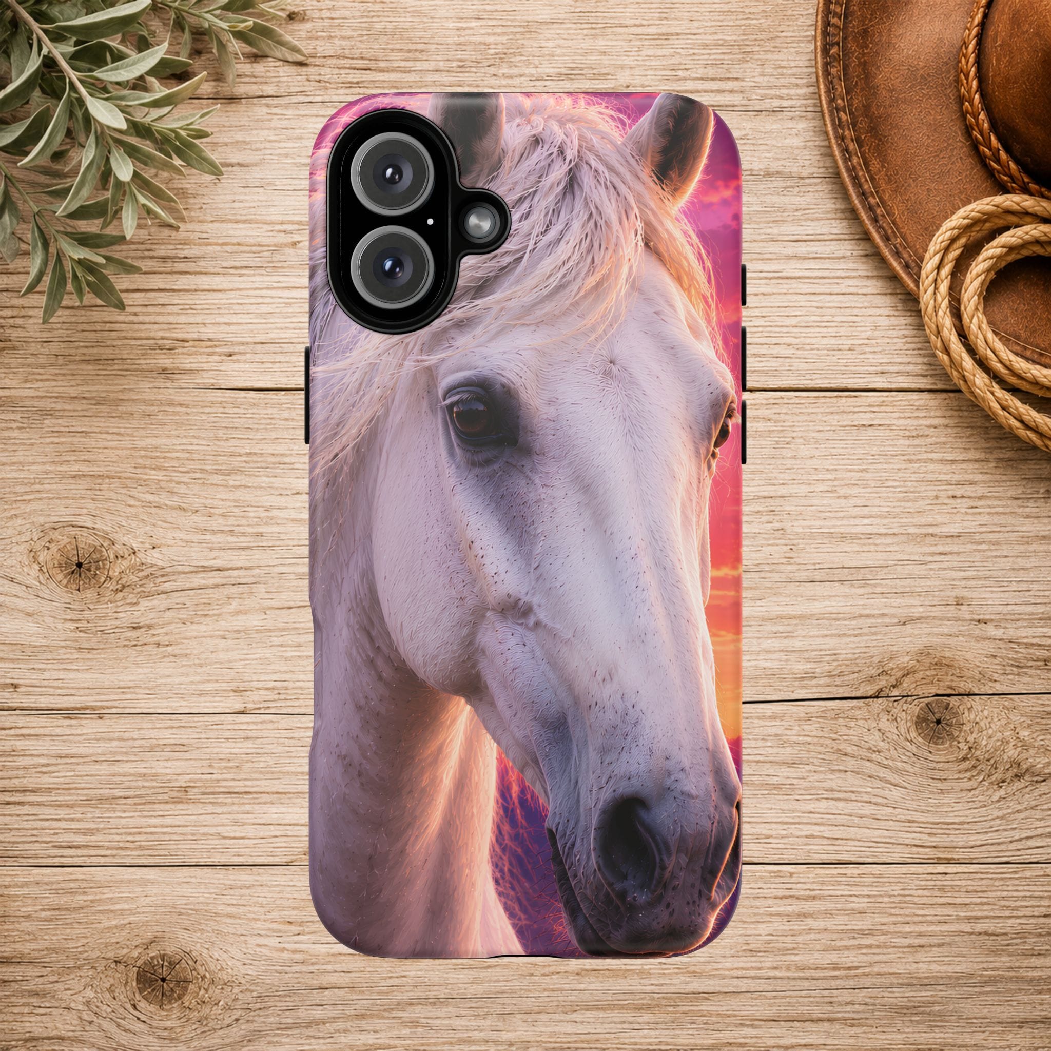White Horse Sunset Phone Case