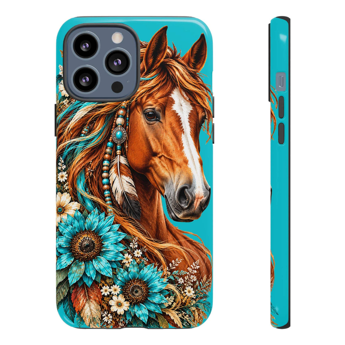 Turquoise Sunflower Horse Phone Case
