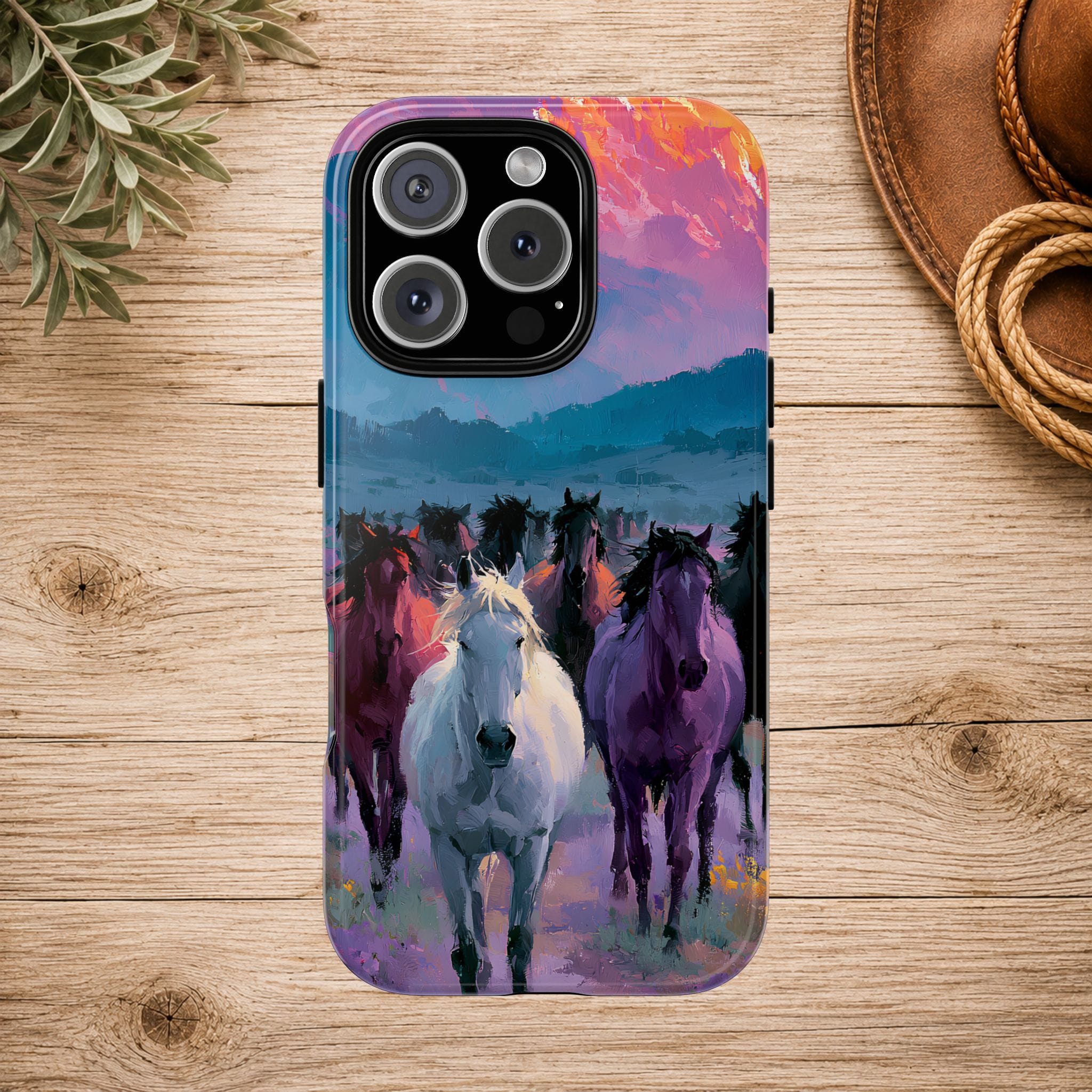 Wild Horses Sunset Mountain Phone Case