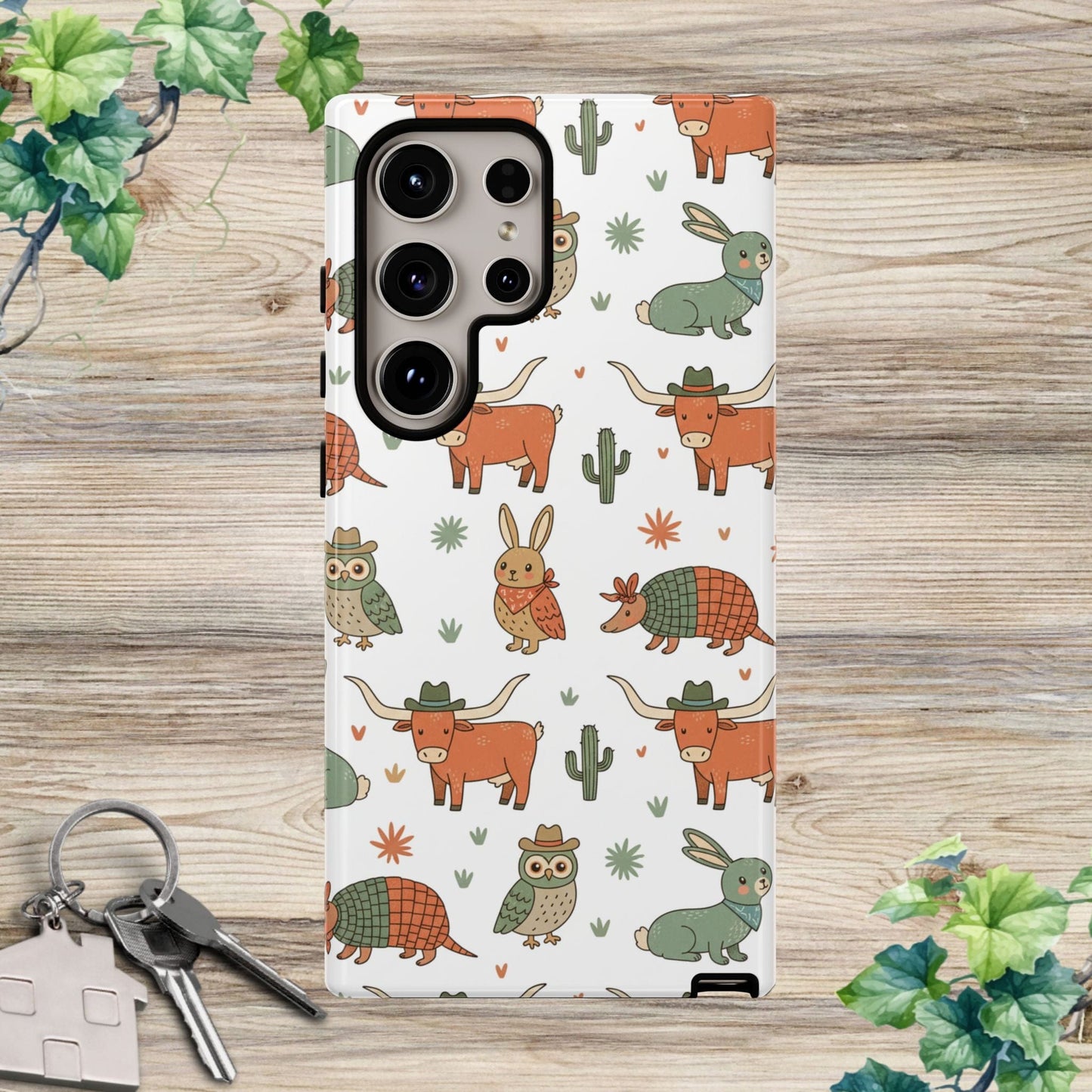 Cute Armadillo, Longhorn, Owl & Bunny Pattern-Phone Case