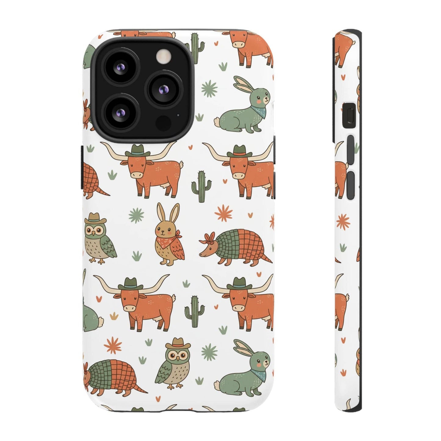 Cute Armadillo, Longhorn, Owl & Bunny Pattern-Phone Case