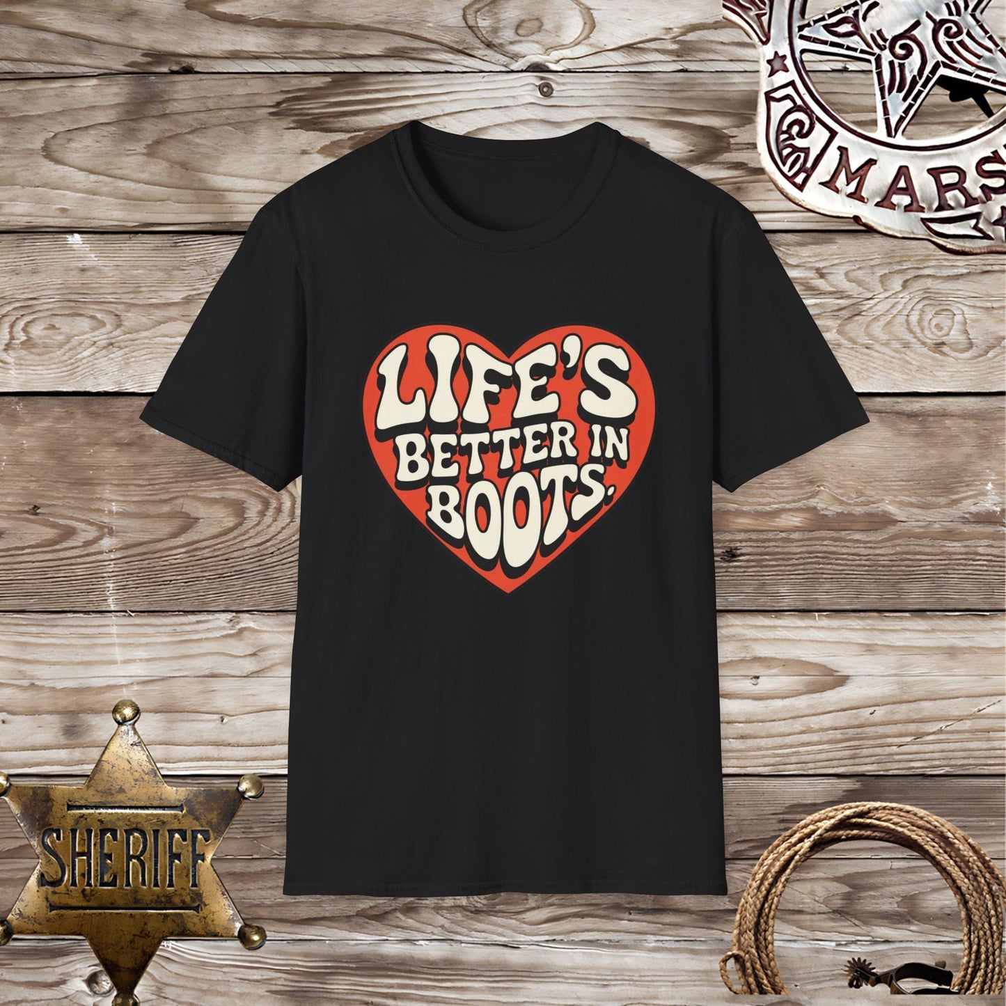 Softstyle Unisex T-Shirt:Life Better inn Boots