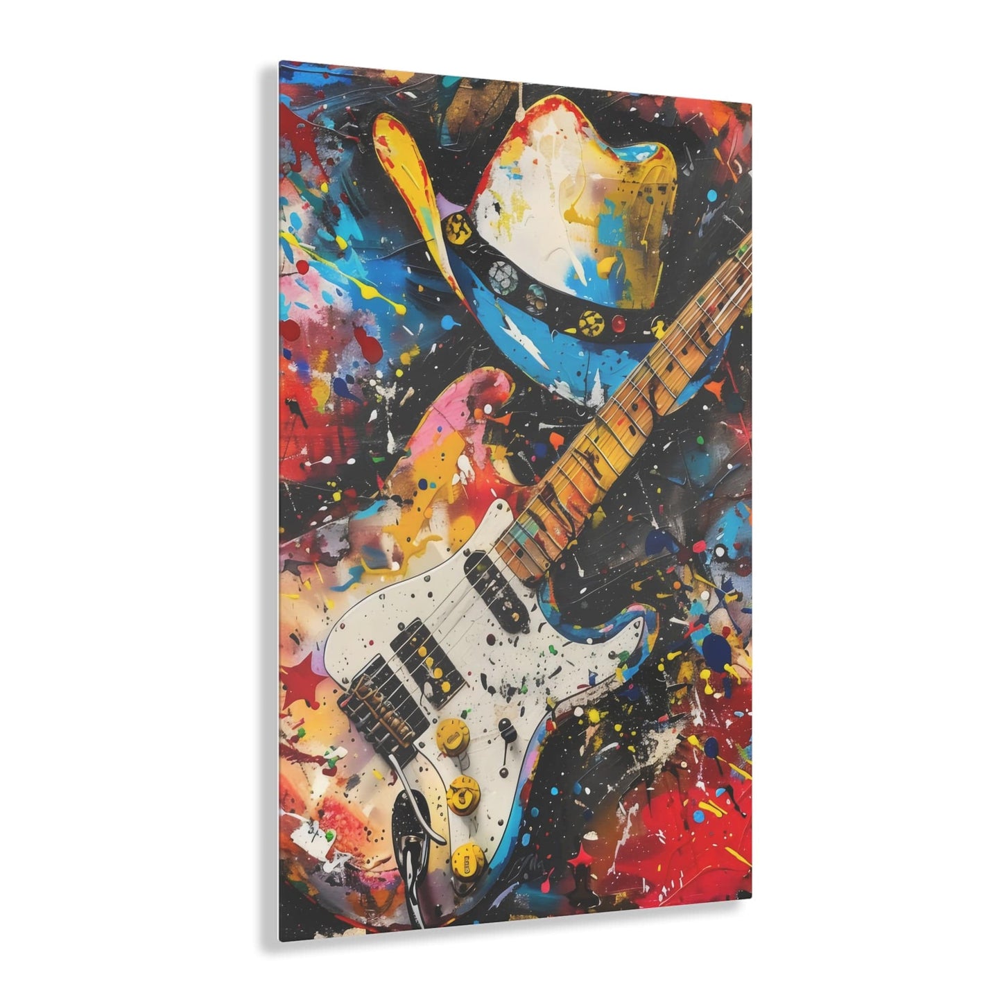 Acrylic Prints -Psychedelic Guitar, Cowboy Hat