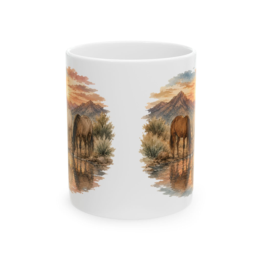 Watercolor Horses at Sunset Coffee Mug