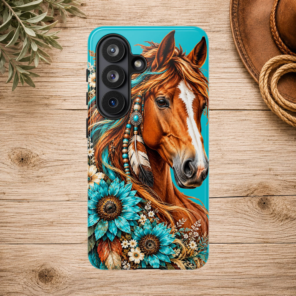 Turquoise Sunflower Horse Phone Case