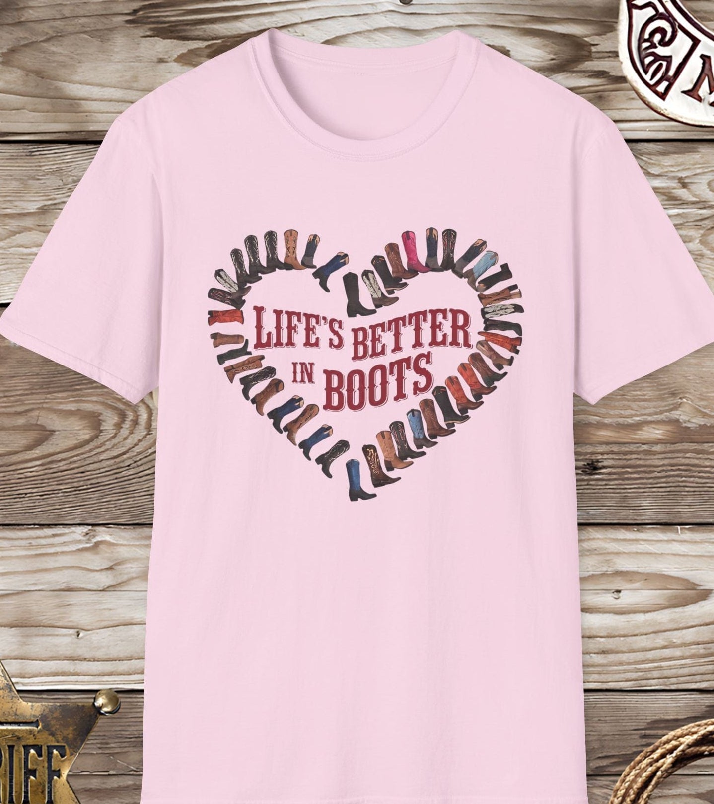 Life's Better in Boots Heart-T-Shirt