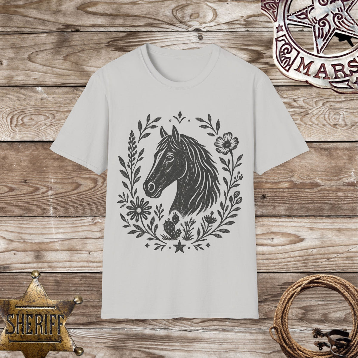 Horse Portrait Floral Tee