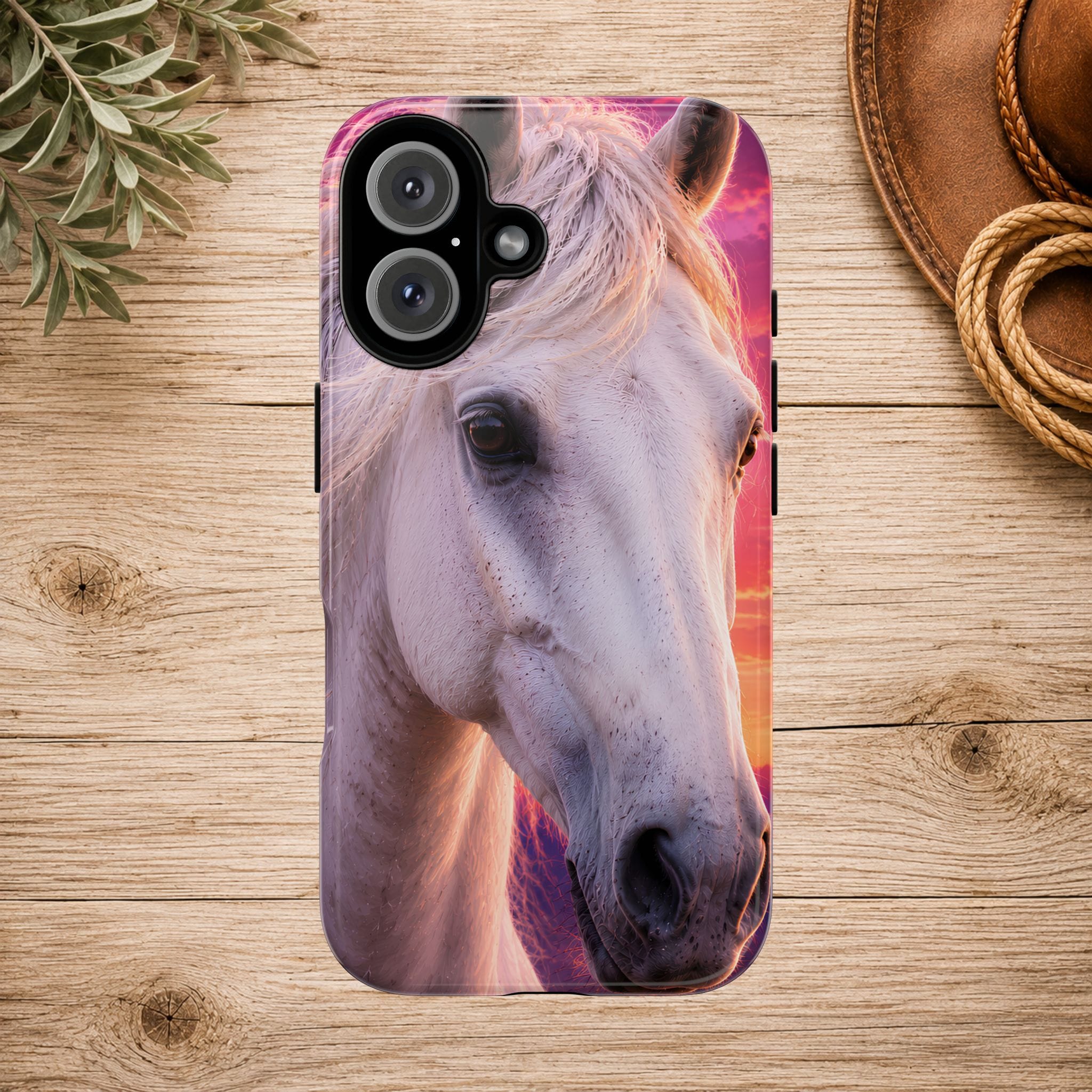 White Horse Sunset Phone Case