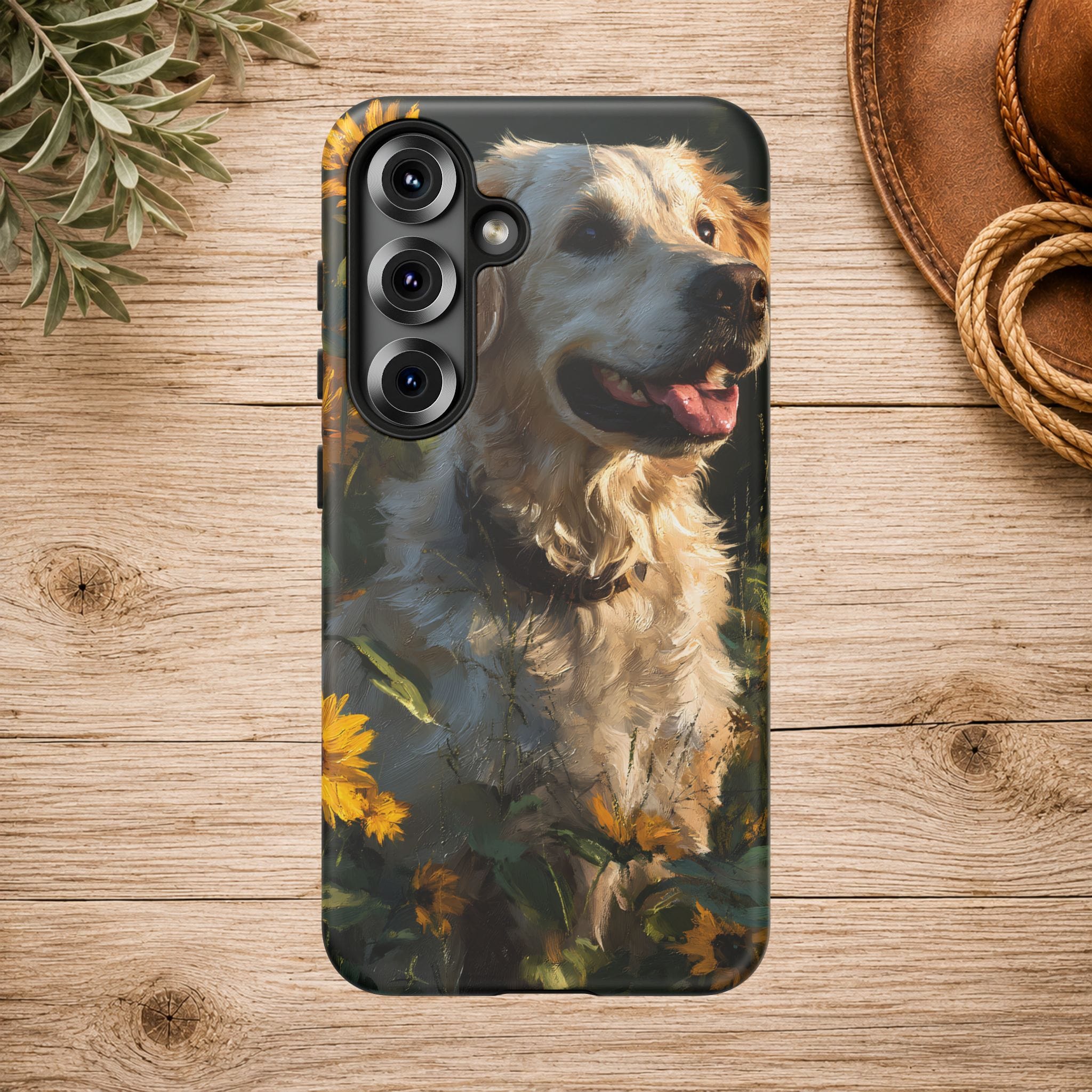 Golden Retriever Sunflower Phone Case