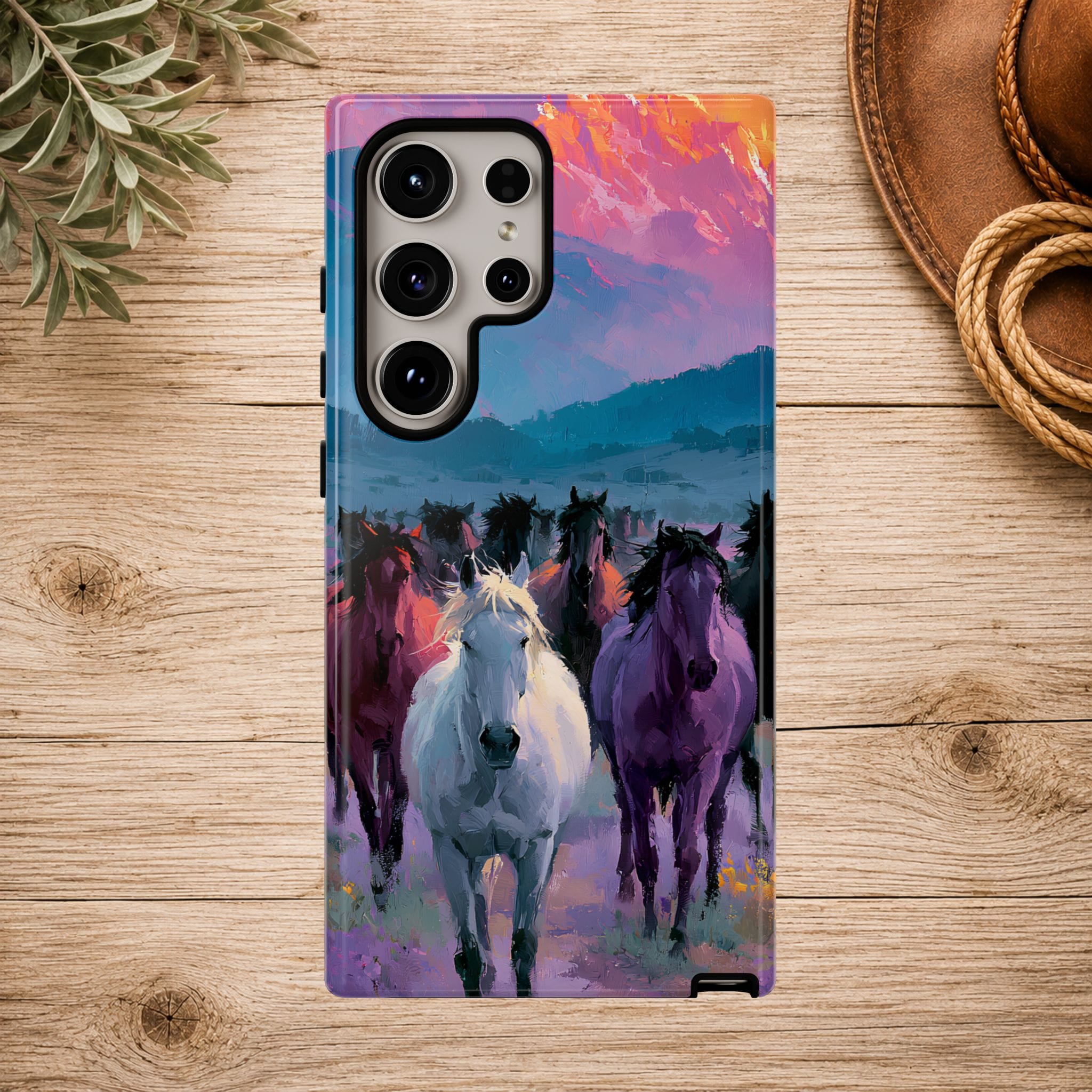 Wild Horses Sunset Mountain Phone Case