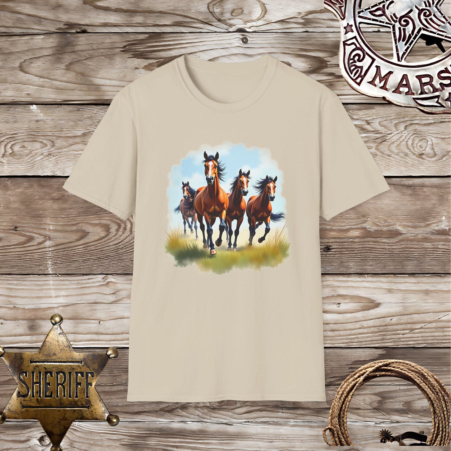 Softstyle  Unisex T-Shirt: Galloping Horses