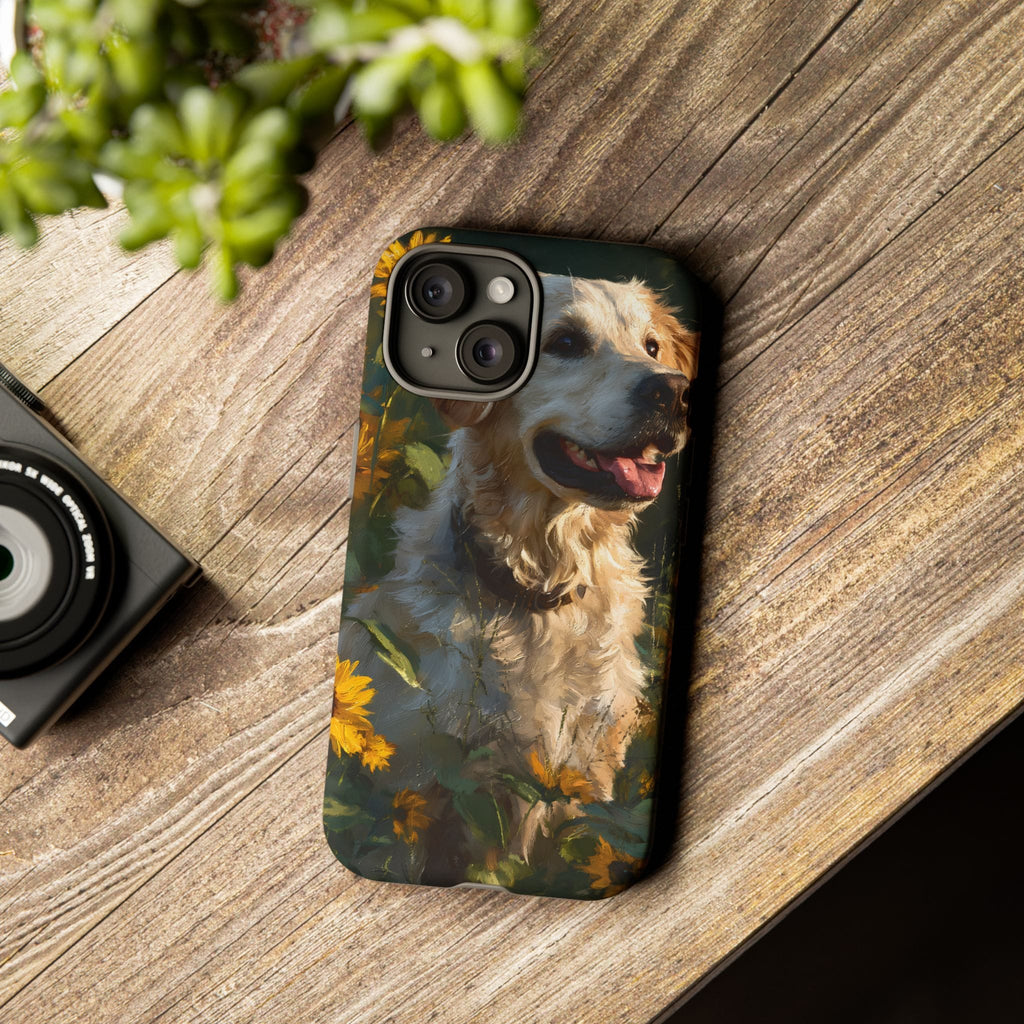 Golden Retriever Sunflower Phone Case