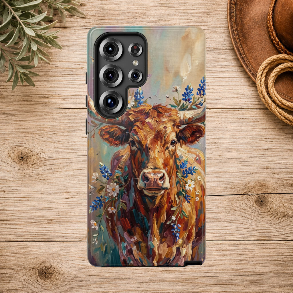 Texas Bluebonnet Longhorn Phone Case