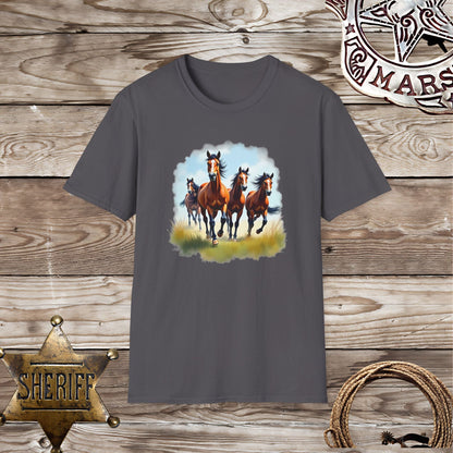 Softstyle  Unisex T-Shirt: Galloping Horses