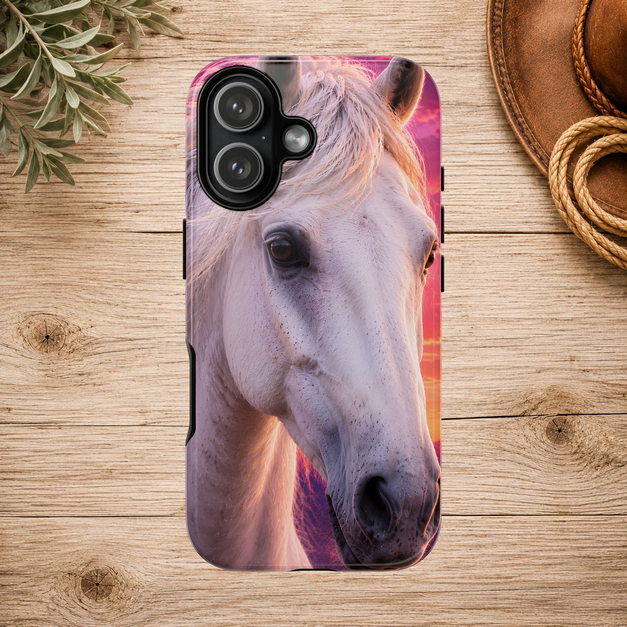White Horse Sunset Phone Case