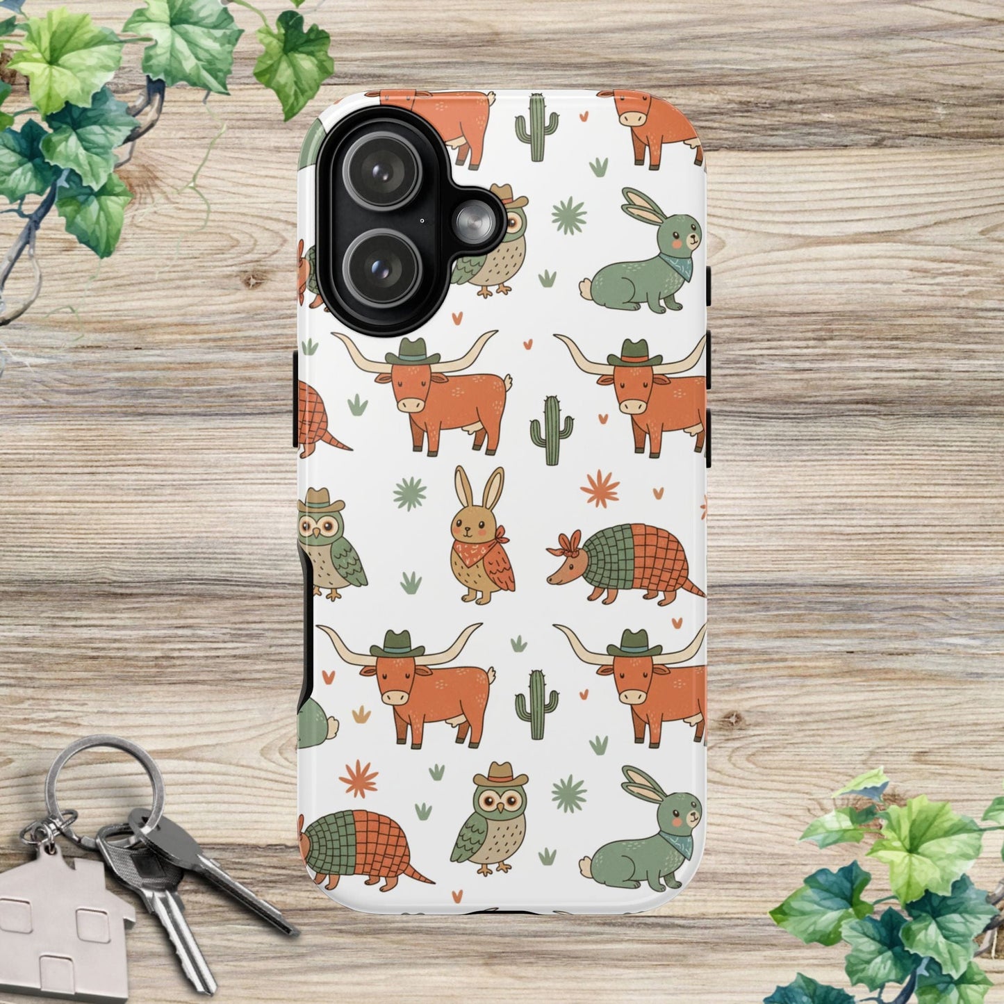 Cute Armadillo, Longhorn, Owl & Bunny Pattern-Phone Case