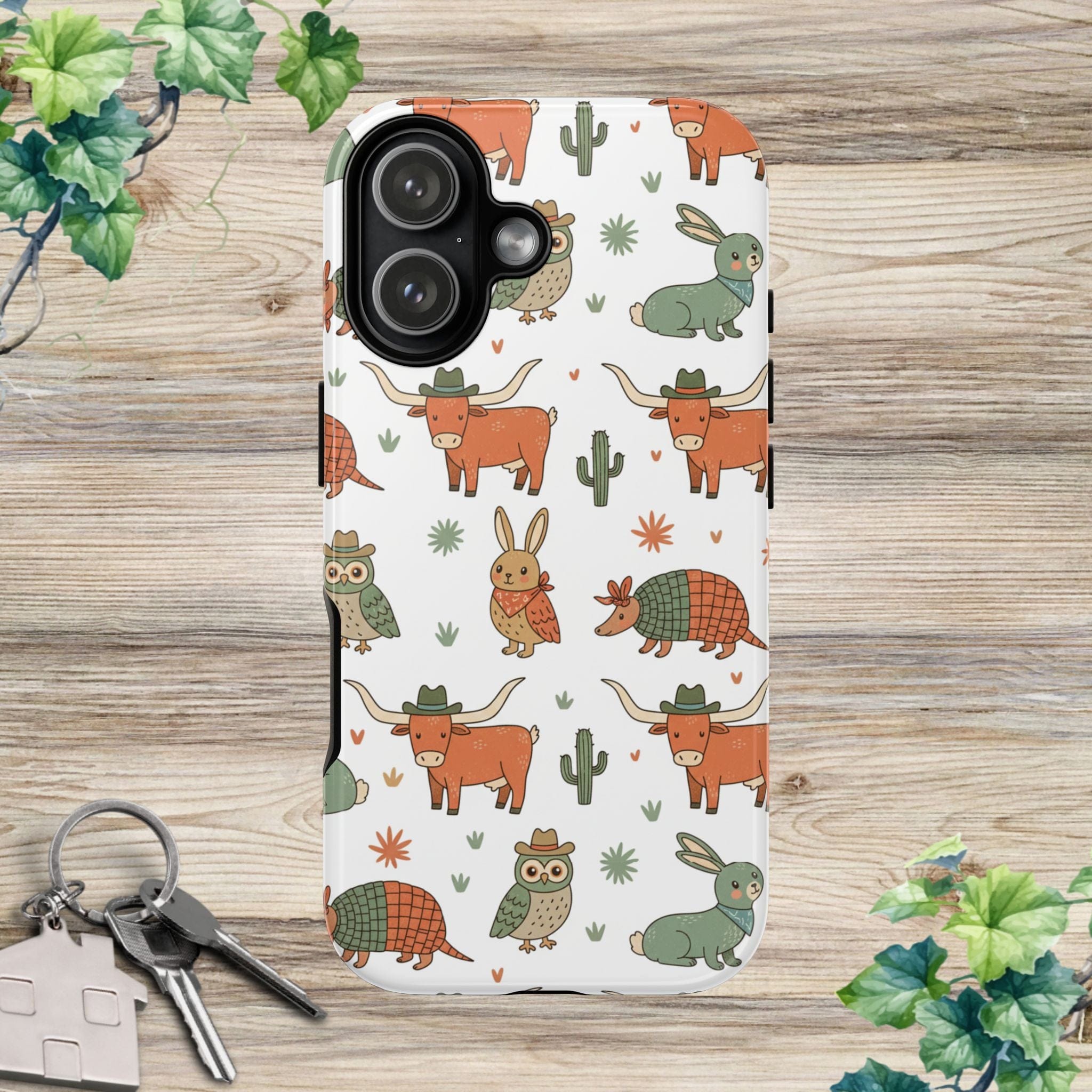 Armadillo, Longhorn, Owl & Bunny Pattern-Phone Case