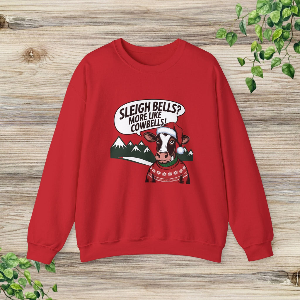 Sleigh Bells More Like Cowbells Funny Christmas Cow Sweatshirt