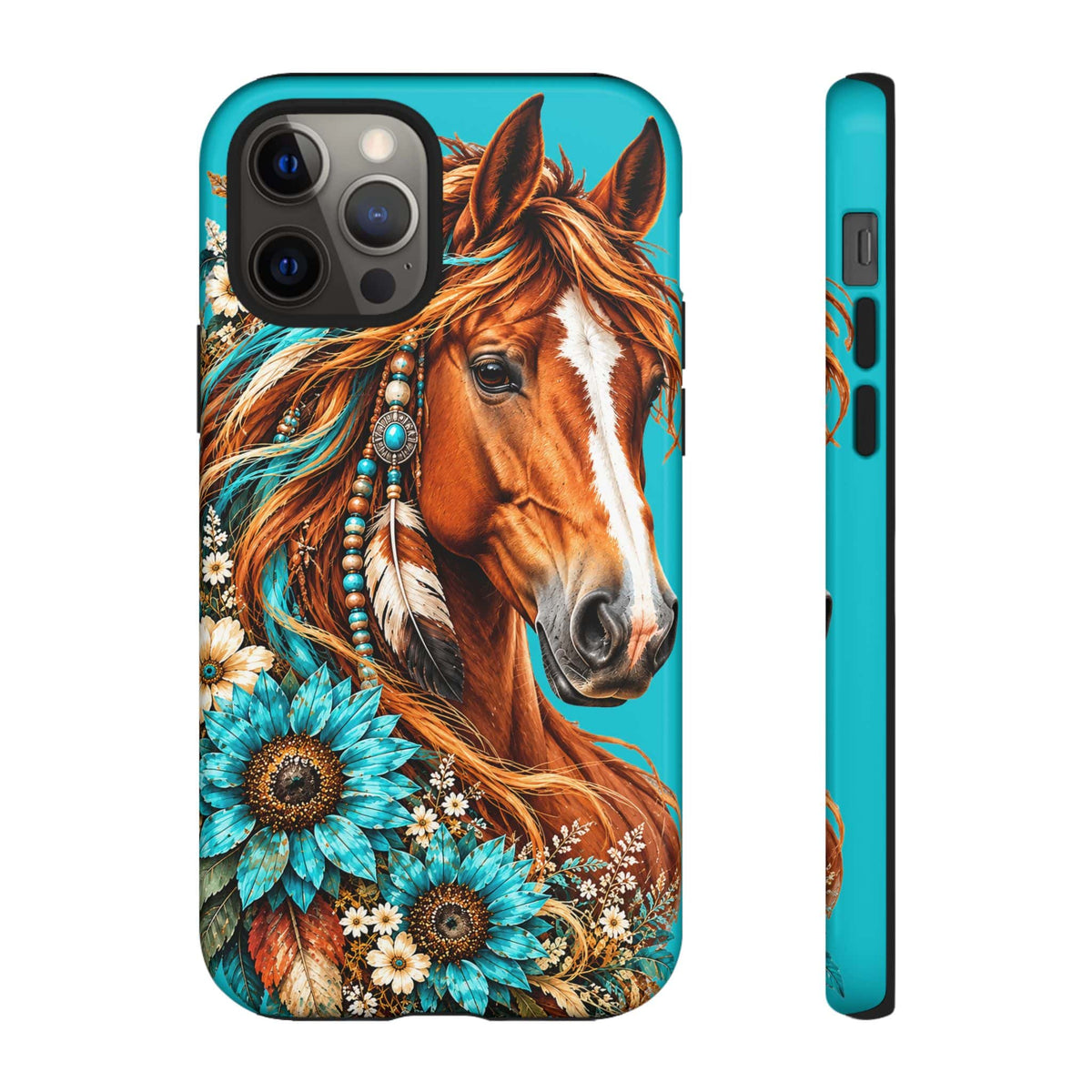 Turquoise Sunflower Horse Phone Case