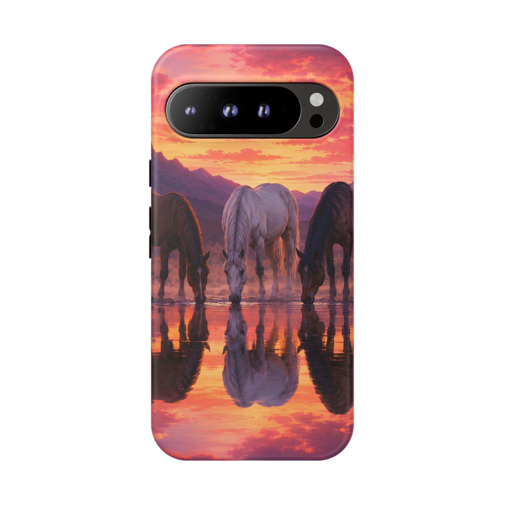 Horses at Sunset Reflection Phone Case