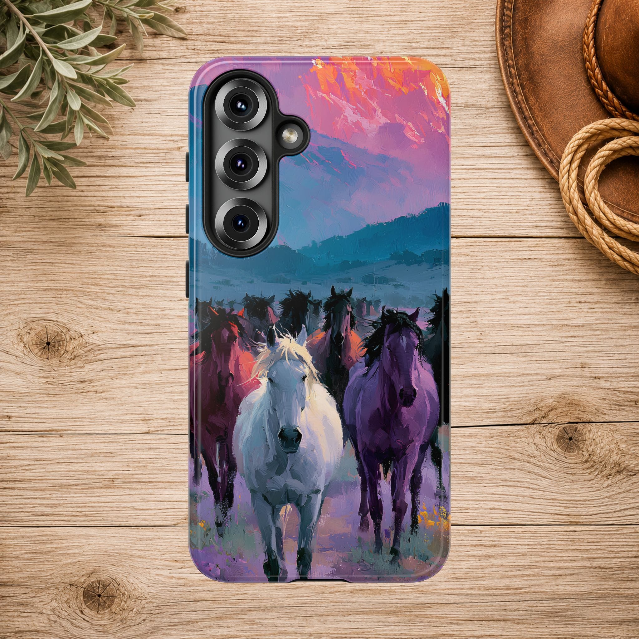 Wild Horses Sunset Mountain Phone Case