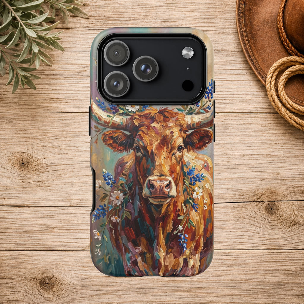 Texas Bluebonnet Longhorn Phone Case