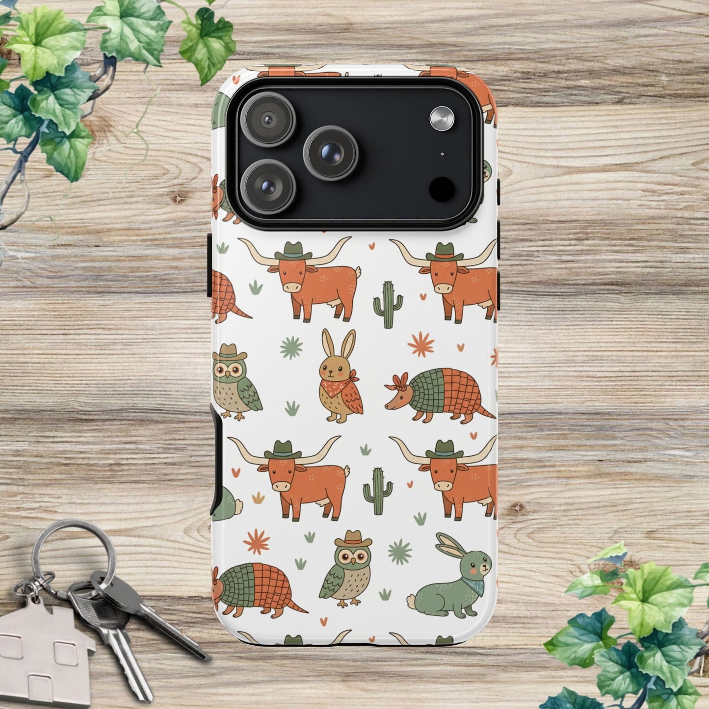 Cute Armadillo, Longhorn, Owl & Bunny Pattern-Phone Case