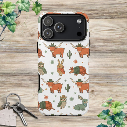 Cute Armadillo, Longhorn, Owl & Bunny Pattern-Phone Case