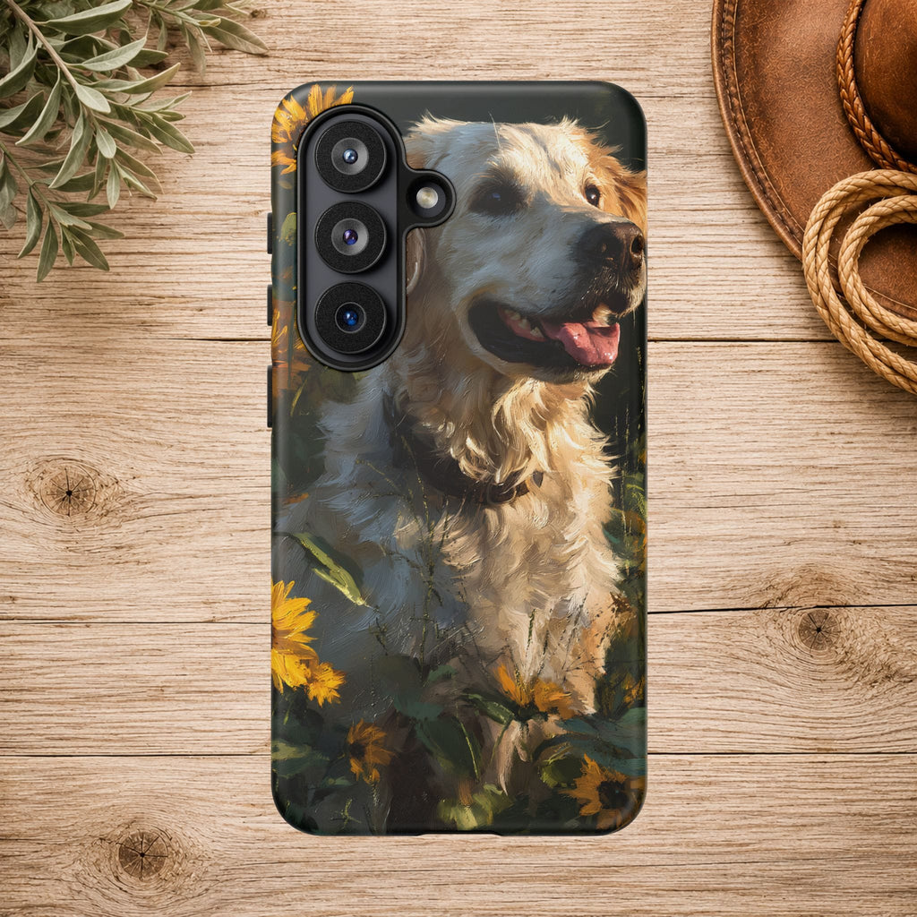 Golden Retriever Sunflower Phone Case