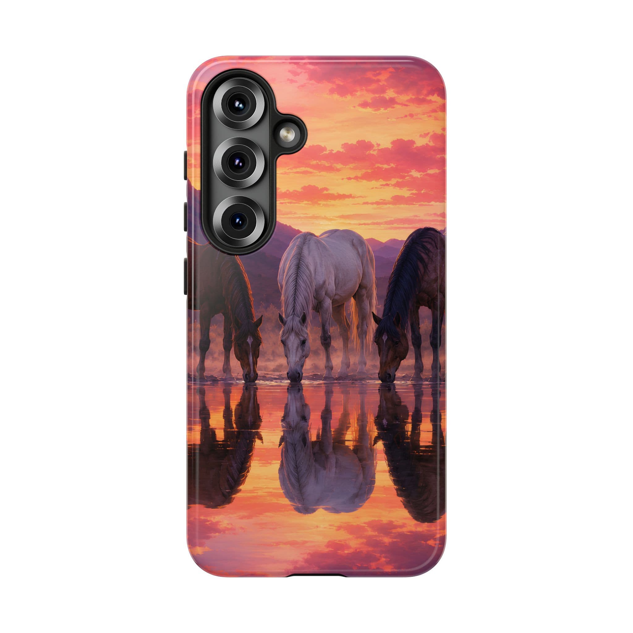 Horses at Sunset Reflection Phone Case