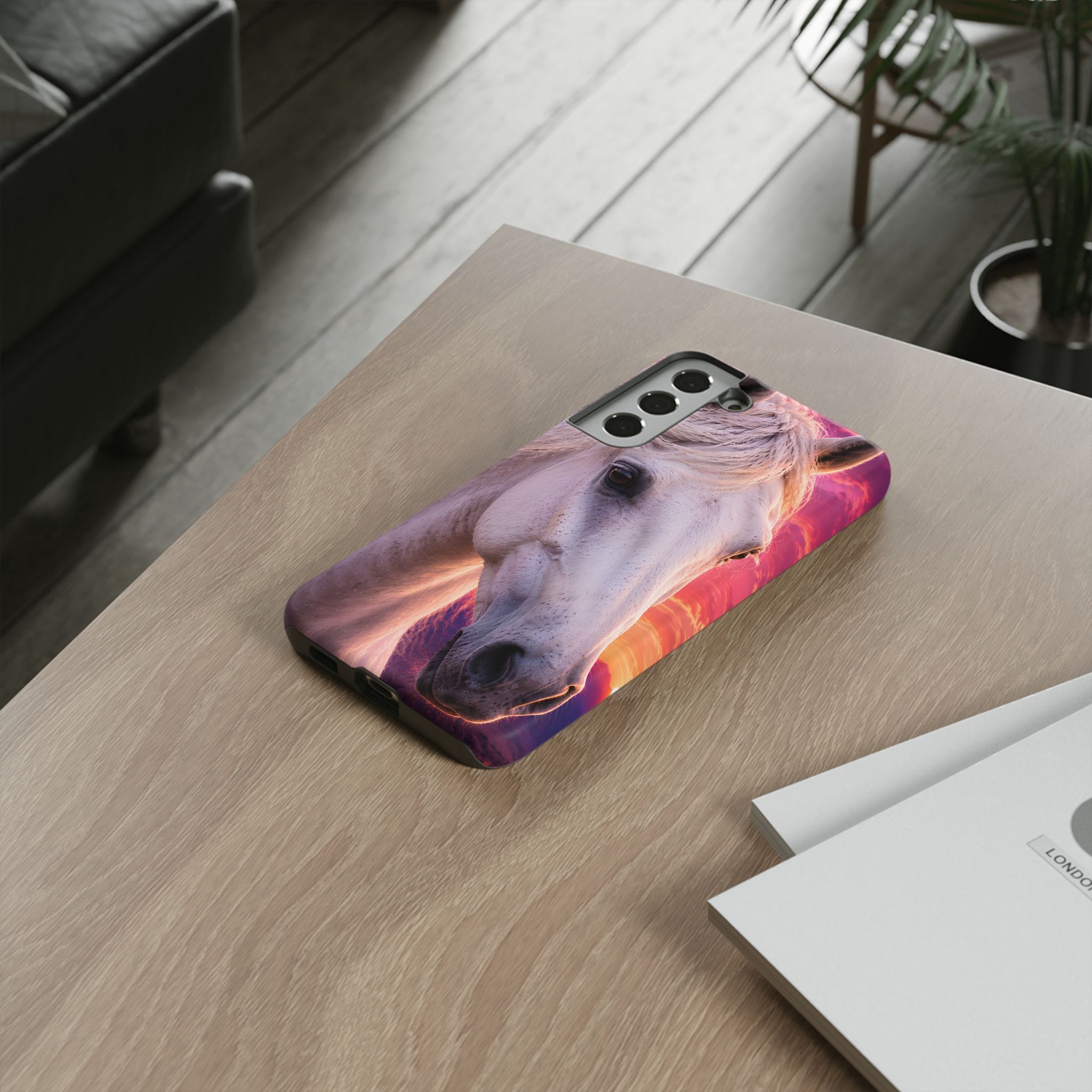 White Horse Sunset Phone Case