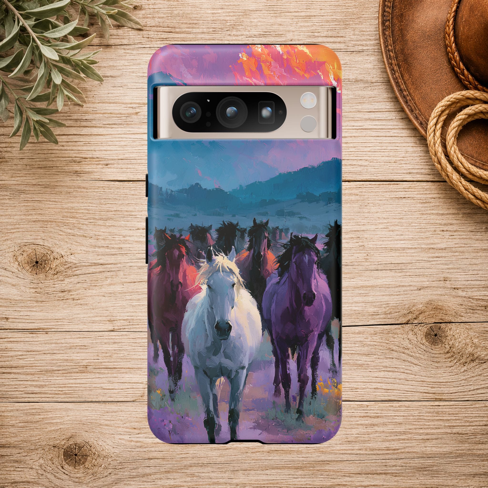 Wild Horses Sunset Mountain Phone Case