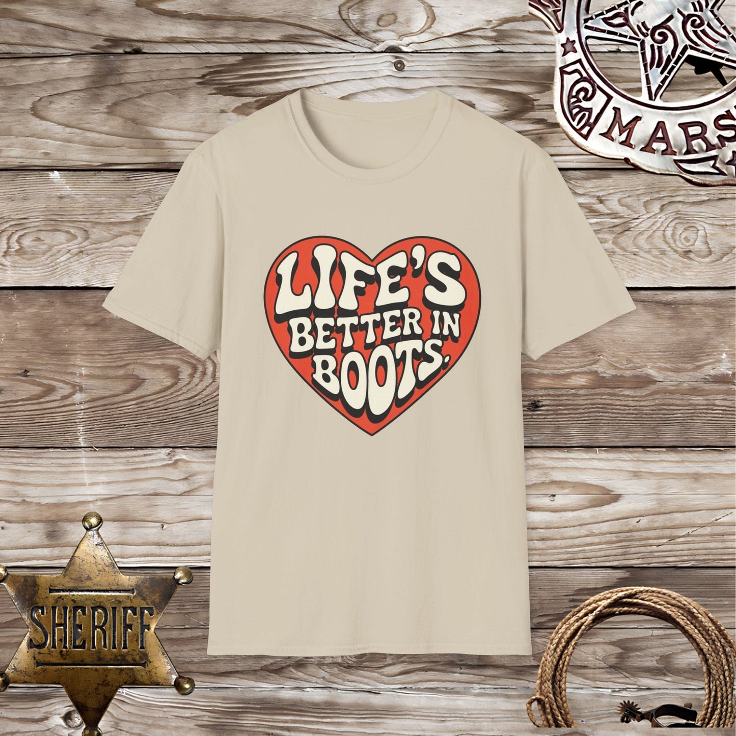 Softstyle Unisex T-Shirt:Life Better inn Boots