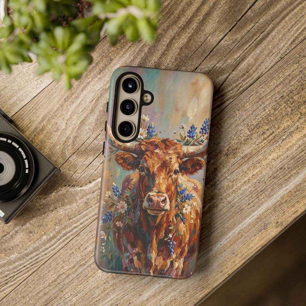 Texas Bluebonnet Longhorn Phone Case