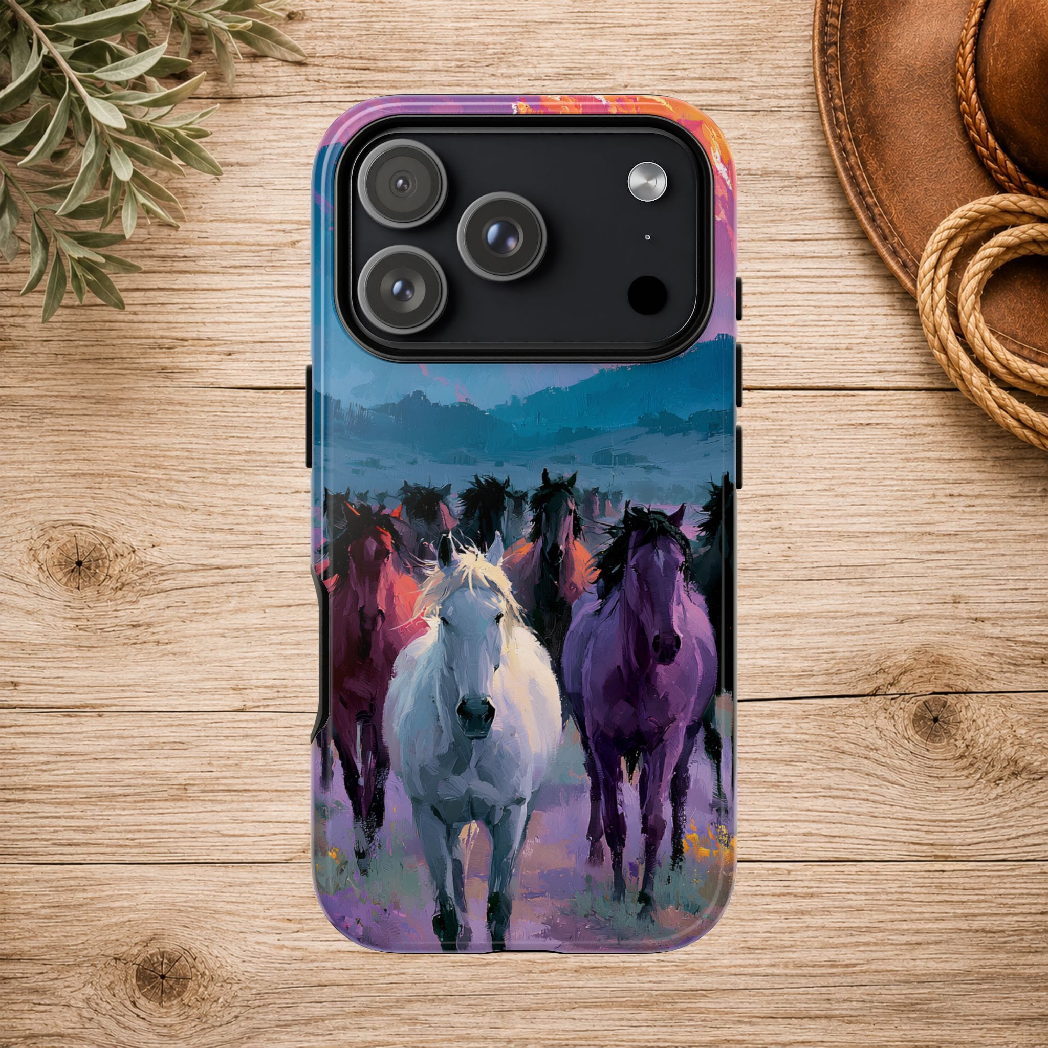 Wild Horses Sunset Mountain Phone Case