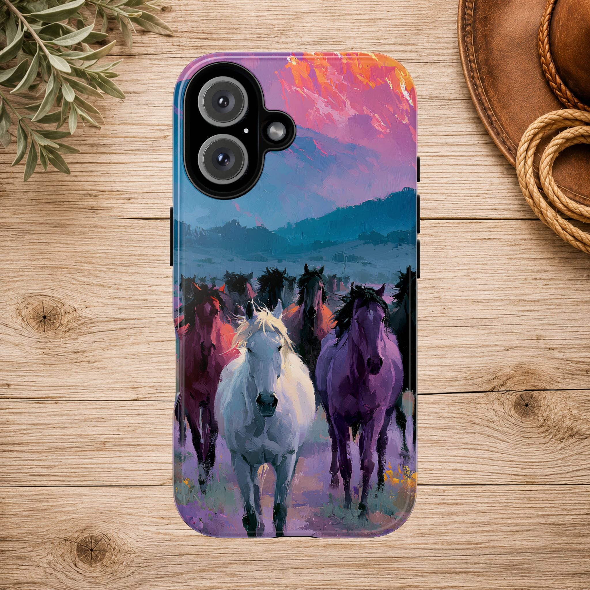 Wild Horses Sunset Mountain Phone Case