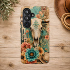 Turquoise Floral Longhorn Western Phone Case