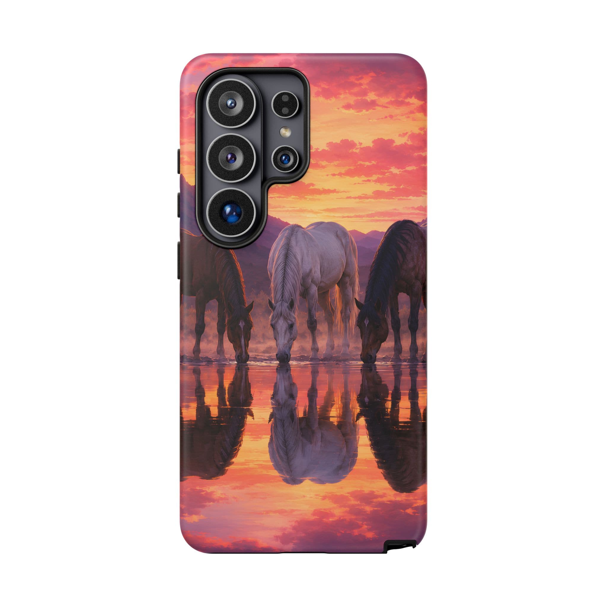 Horses at Sunset Reflection Phone Case