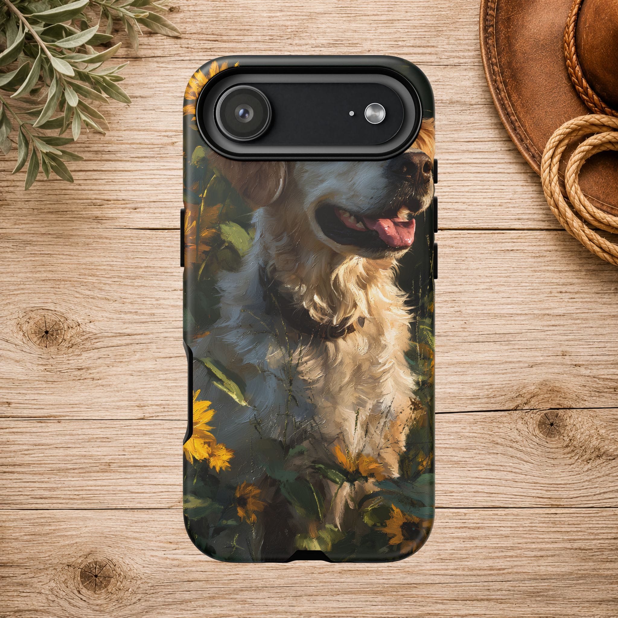 Golden Retriever Sunflower Phone Case