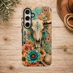 Turquoise Floral Longhorn Western Phone Case