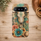 Turquoise Floral Longhorn Western Phone Case