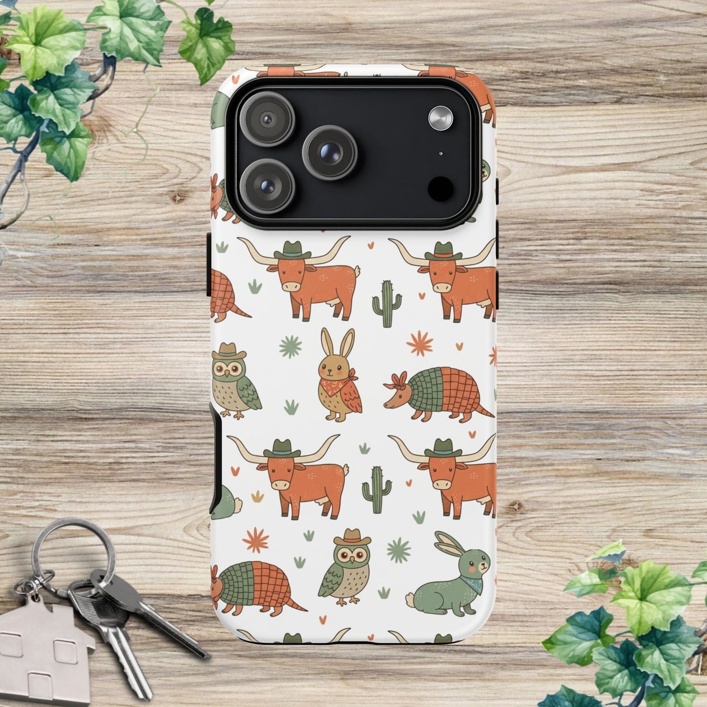Cute Armadillo, Longhorn, Owl & Bunny Pattern-Phone Case