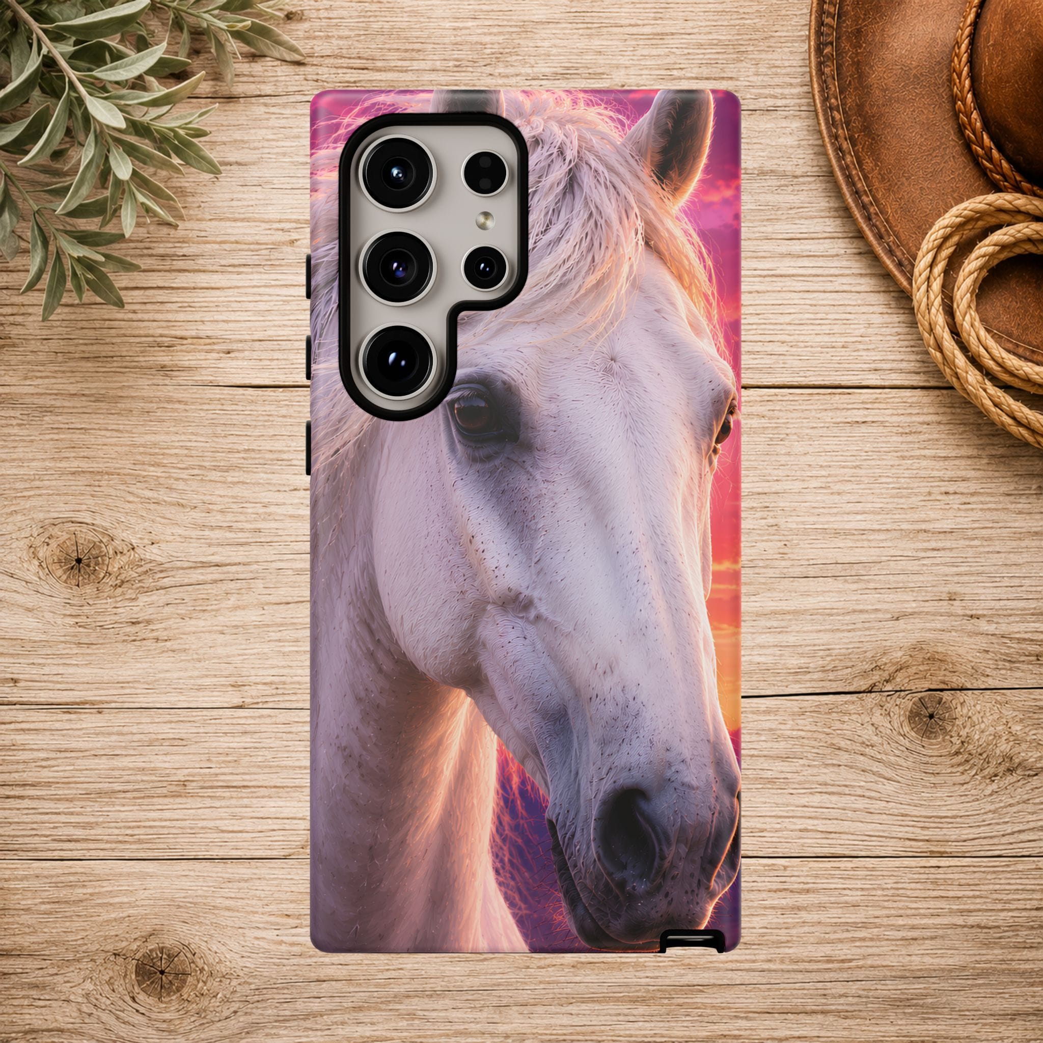 White Horse Sunset Phone Case