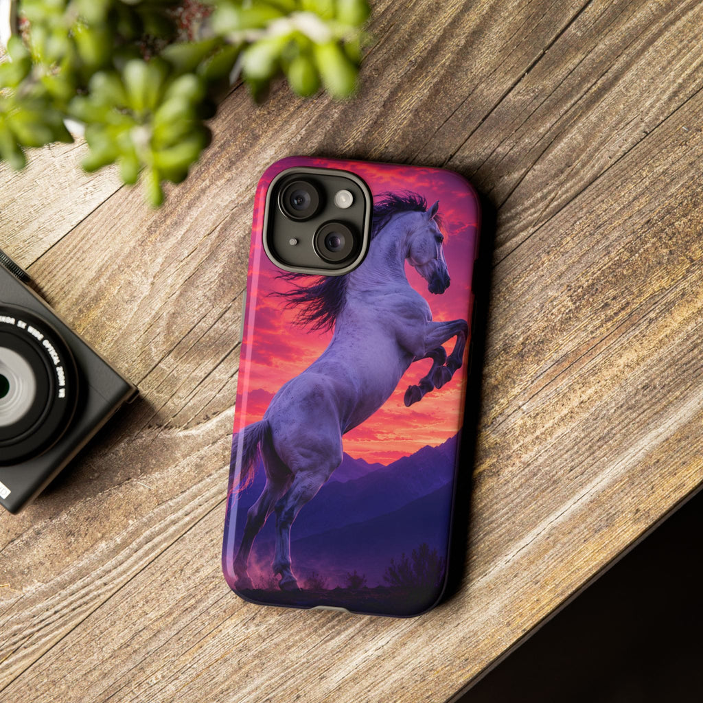 Rearing White Horse Sunset Phone Case