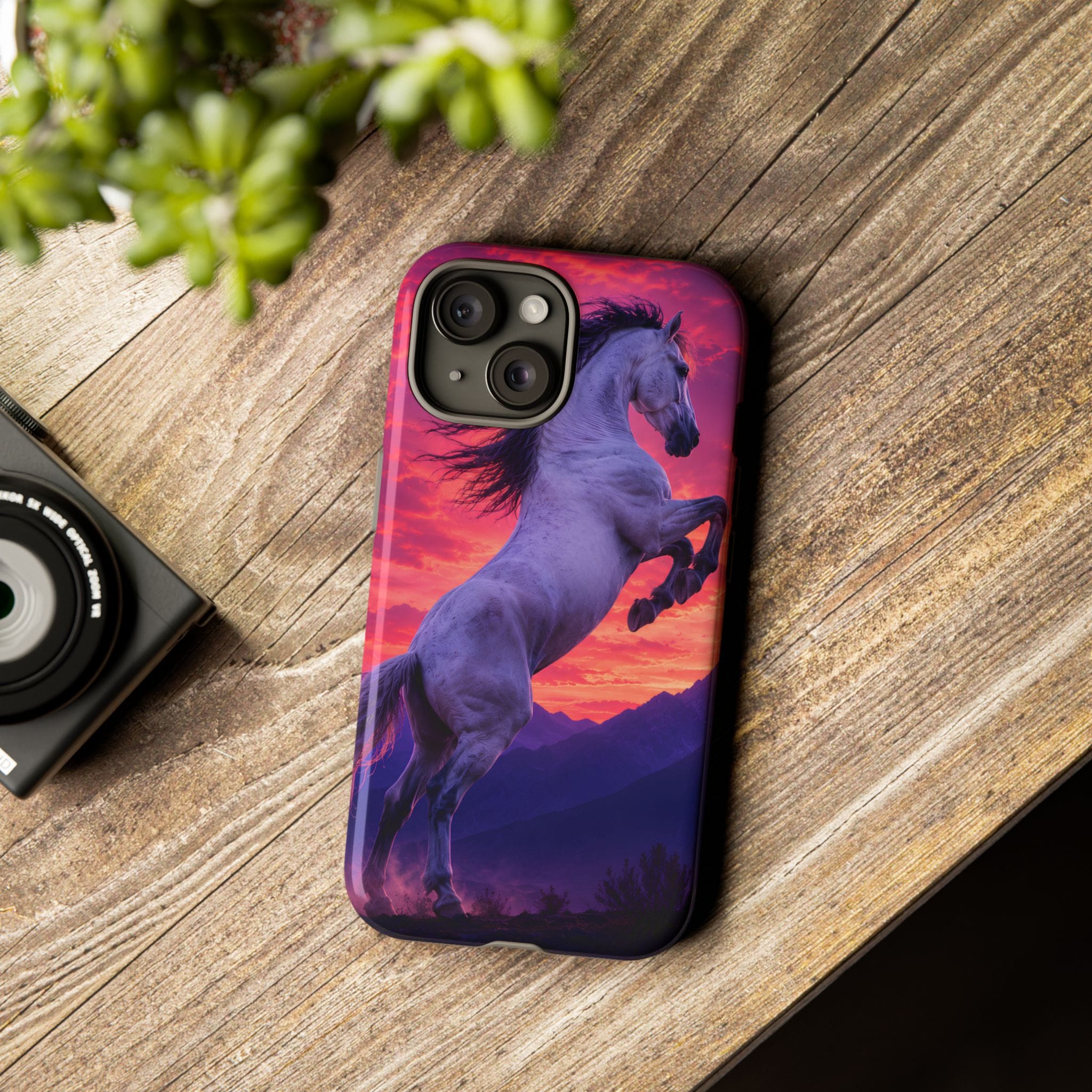 Rearing White Horse Sunset Phone Case